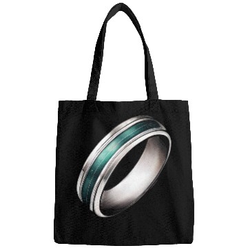 Discover Silver Ring With Green Inlay Jewelry Bags