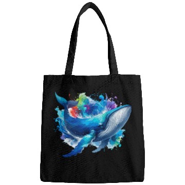 Discover Blue Whale Colourful background Bags