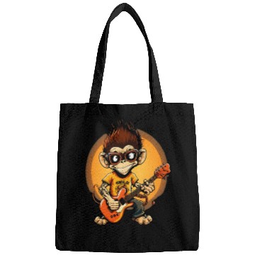 Discover Monkey Chimpanzee Playing Acousitc Rock Guitar Bags