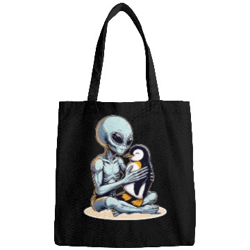 Discover Alien Embracing Penguin Bags
