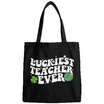 Discover Luckiest Teacher Ever Disco Ball Shamrock Groovy Bags