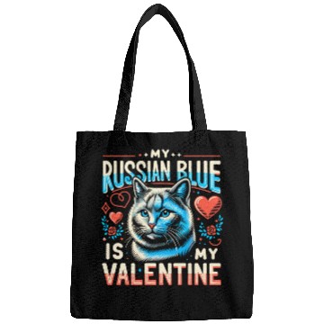 Discover Russian Blue Cat Love Cute Valentine's for Cat lov Bags