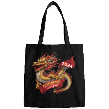 Discover Chinese New Year Dragon: Red Gold Grey White Bags
