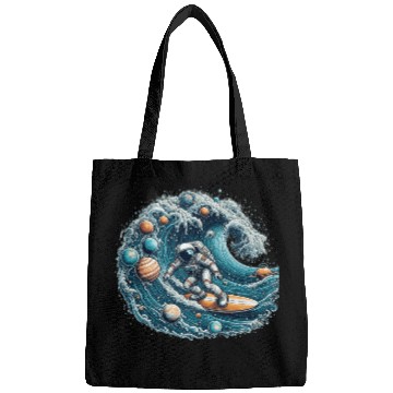 Discover astronaut on the waves Bags