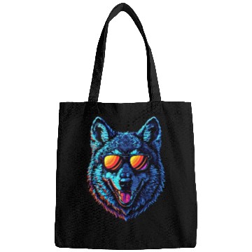 Discover Cool Wolf Face Blue Wolf Wearing Sunglasses Bags