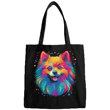 Discover Watercolor Colorful Pomeranian Bags
