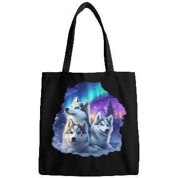Discover Husky family at night Bags