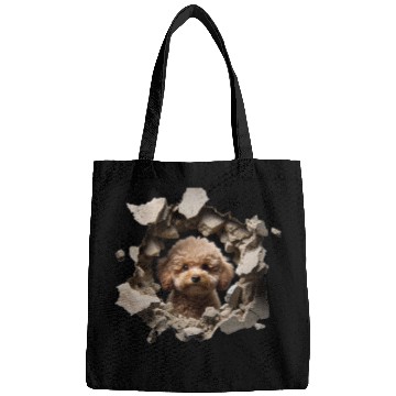 Discover Toy Poodle Peeking Through a Hole Bags