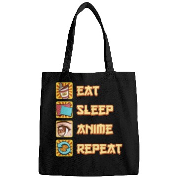Discover funny eat sleep anime repeat the perfect presents Bags
