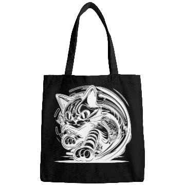 Discover Clumsy Wild House Cat In Tattoo Style Bags