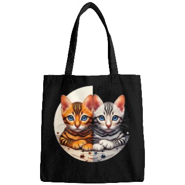Discover Bengal Kittens Black White Background Bags