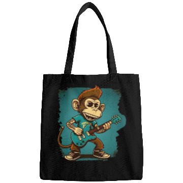 Discover Monkey Chimpanzee Playing Acousitc Rock Guitar Bags