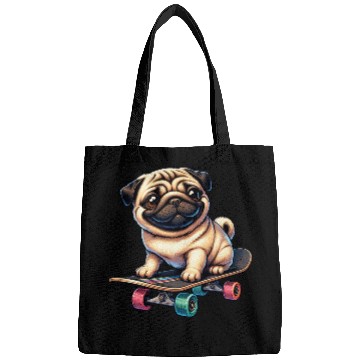 Discover Skateboarding Pug, Dog Skateboarder Bags