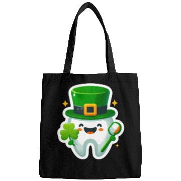 Discover St patricks day cartoon dentist design, cute tooth Bags