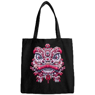 Discover Chinese New Year - Pink Peony Lion Dance Mask Bags