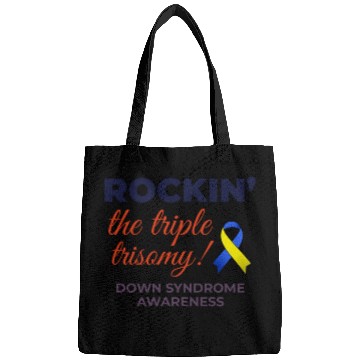 Discover Down Syndrome Awareness Triple Trisomy Rock Bags