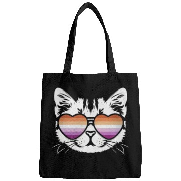 Discover Funny Lesbian Cat with Lesbian Flag Glasses Bags