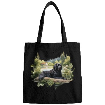 Discover Newfoundland Dog Cottagecore Lakeside Serenity Bags