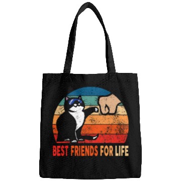 Discover Best Friends for Life Fist Bump Cat Owner Retro Bags