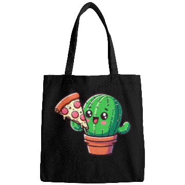 Discover Cute Cactus Pizza Comic Bags
