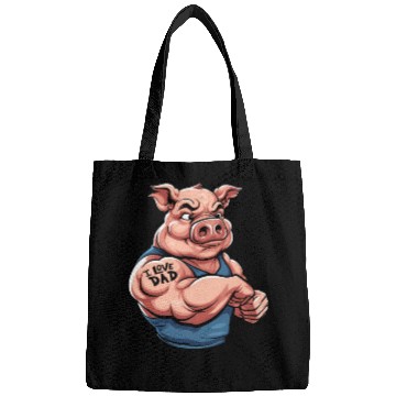 Discover Pig Pork Biceps Tattoo I Love Dad Bags