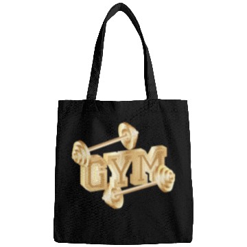Discover gold dumbbell typography for gym enthusiasts Bags