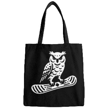 Discover Minimalist Design: Owl Snowboarder Silhouette Bags