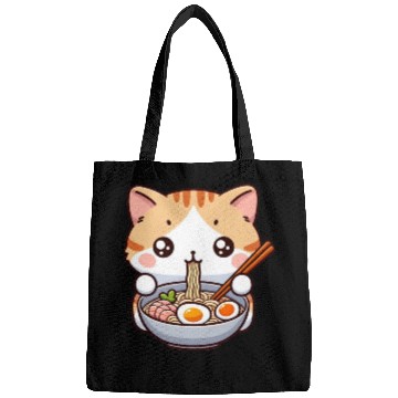 Discover Cute Cat Eating Ramen Bags
