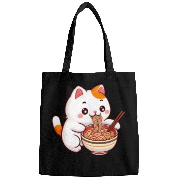 Discover Cute Cat Eating Ramen Bags