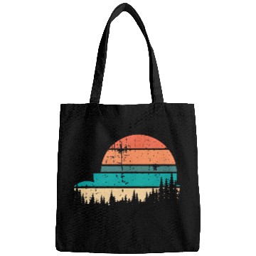 Discover Retro Evergreen Sunset Stepped Circle Design Bags