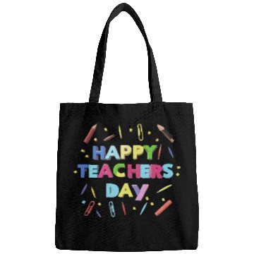 Discover Happy teachers day text design Bags