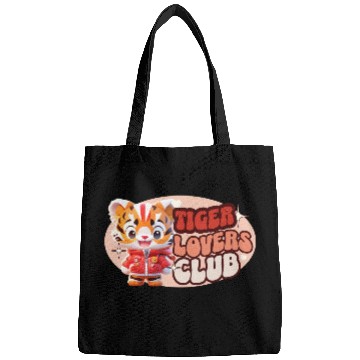 Discover Cute Tiger personified with red jacket Bags
