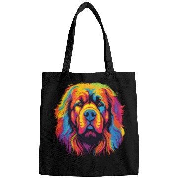 Discover Watercolor Colorful Tibetan Mastiff Bags