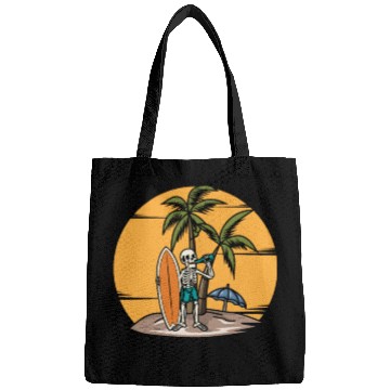 Discover Surfing Surfer Skeleton Skull Nature Bags