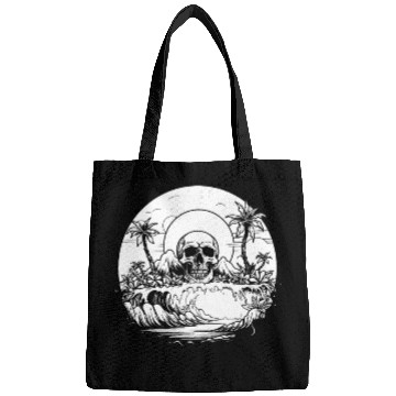 Discover Surfing Surfer Sunset Skull Nature Bags