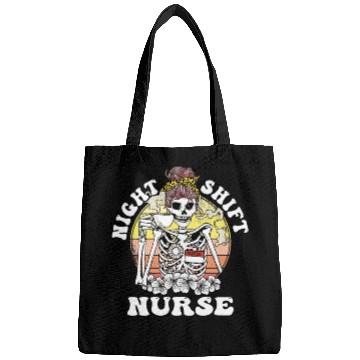 Discover Funny Night Shift Nurse Skeleton Halloween RN Bags