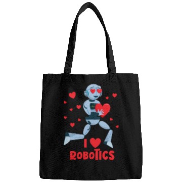 Discover I Love Robotics Red Heart Robot Engineer Robotics Bags