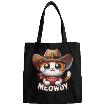 Discover Cute Meowdy Cat Cowboy Pun Bags