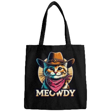 Discover Cute Meowdy Cat Cowboy Pun Bags
