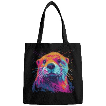 Discover Watercolor Colorful Otter Colorful Animals Bags
