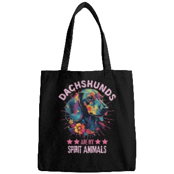 Discover Colorful Dachshund with flowers Bags