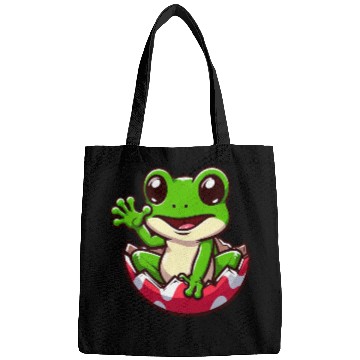 Discover Colorful Easter Egg with Hatching Frog Design Bags
