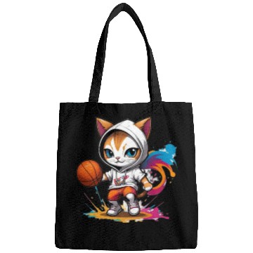 Discover cute cat in Bags is playing basketball