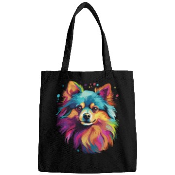 Discover Watercolor Colorful Pomeranian Bags