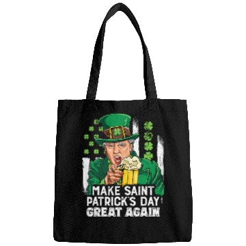 Discover Funny Trump 2024 Make St Patrick's Day Great Again Bags