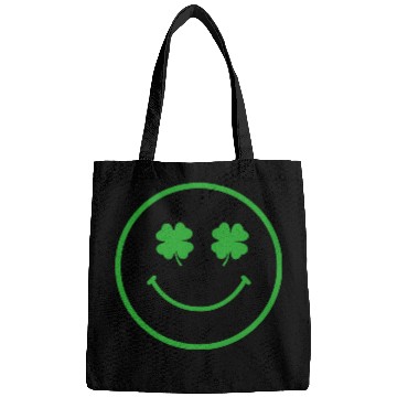 Discover Green shamrock happy face Bags