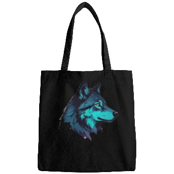 Discover silhouette of a wolf head double exposure blending Bags