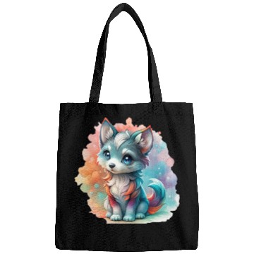 Discover Cute Chibi Grey Wolf For Wolf Lovers Bags