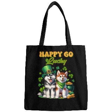 Discover Happy Go Lucky Cute Husky St Patricks Day Bags