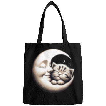 Discover Peaceful Kitten and Moon Embrace Bags